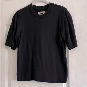 EVERLANE French Terry puff sleeve black shirt